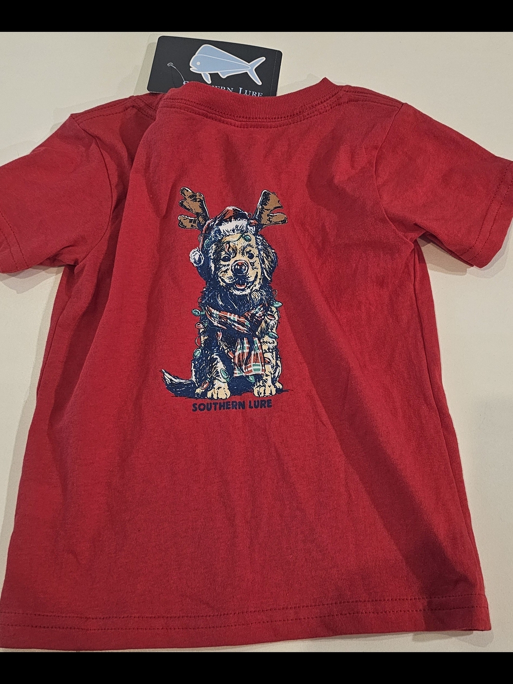 Southern Lure Red Kids' Holiday Dog Graphic Tee